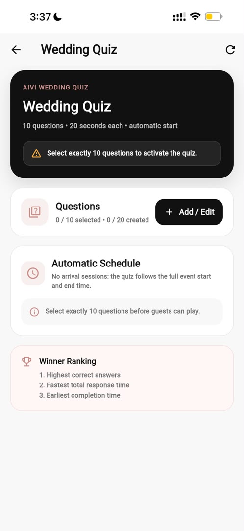 Mini Games AIVI app screen
